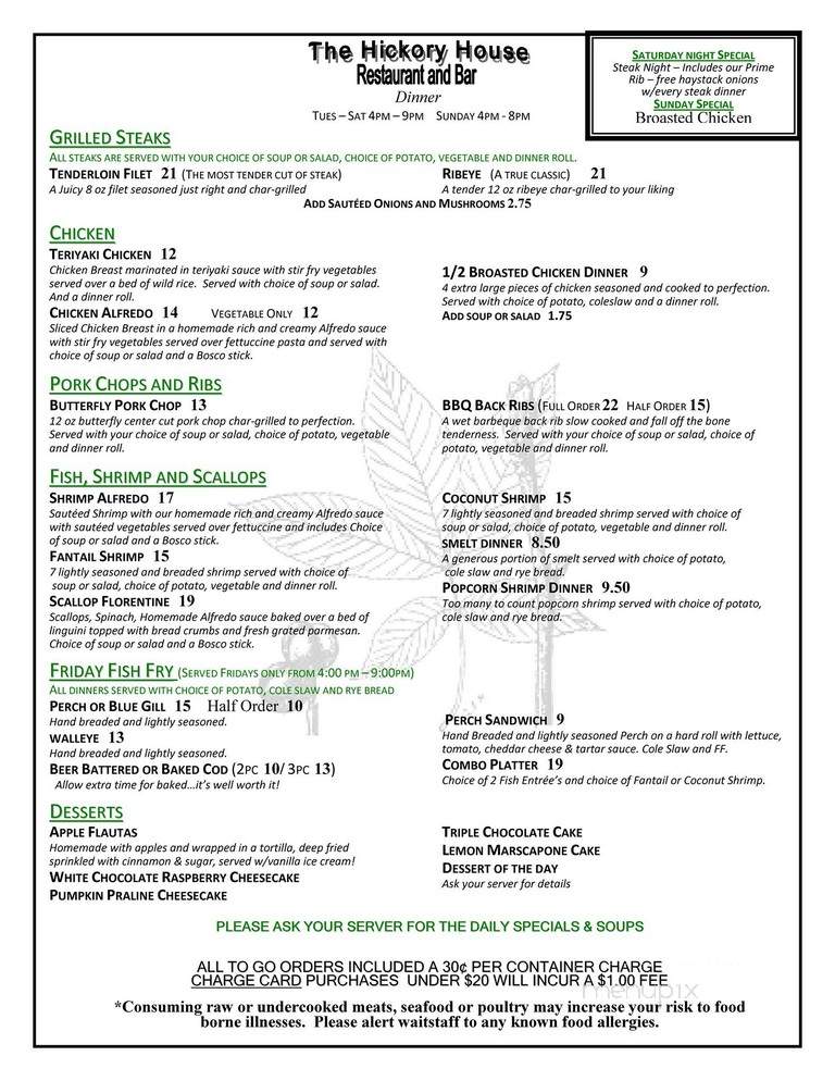 Hickory House Food & Spirits - Cleveland, WI