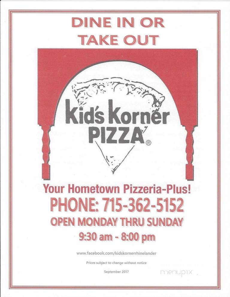 Kids Korner Pizza - Rhinelander, WI