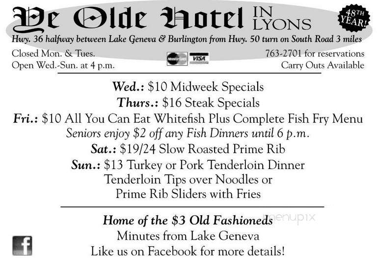 Ye Olde Hotel Bar & Restaurant - Lyons, WI