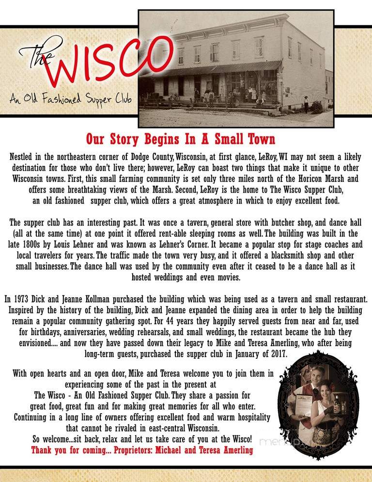 The Wisco An Old Fashioned Supper Club - Mayville, WI