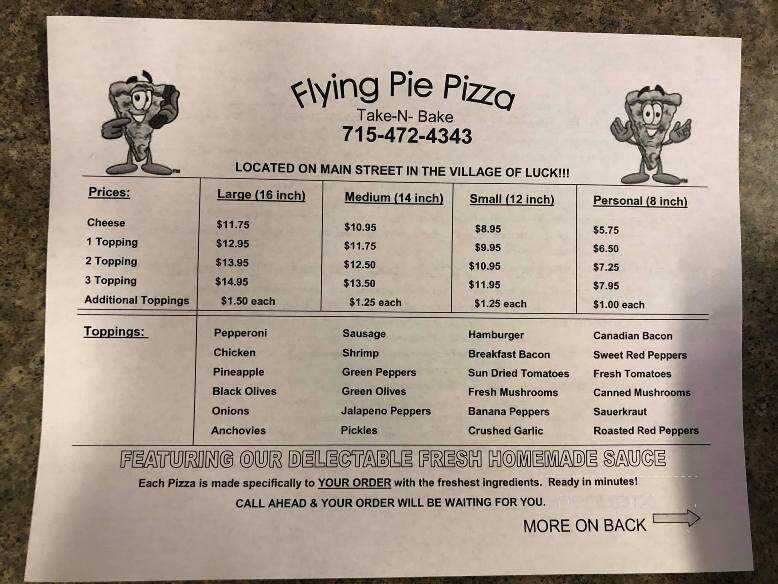 Flying Pie Pizza - Luck, WI