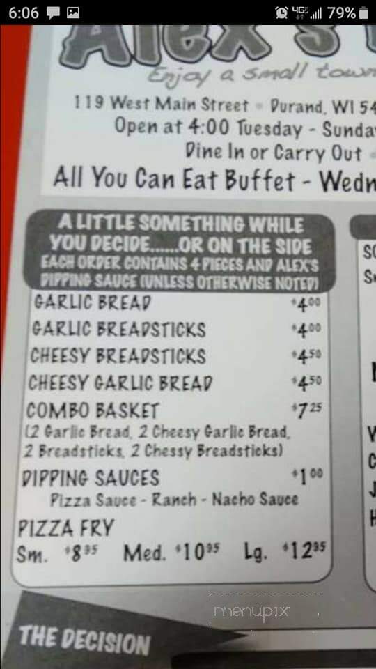 Alex's Pizza - Durand, WI