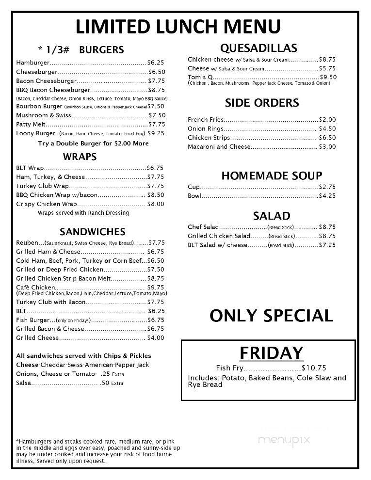 Tom's Country Cafe - Mercer, WI