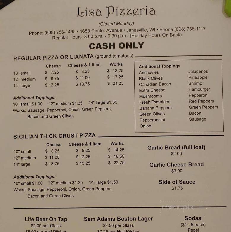 Lisa Pizzeria - Janesville, WI