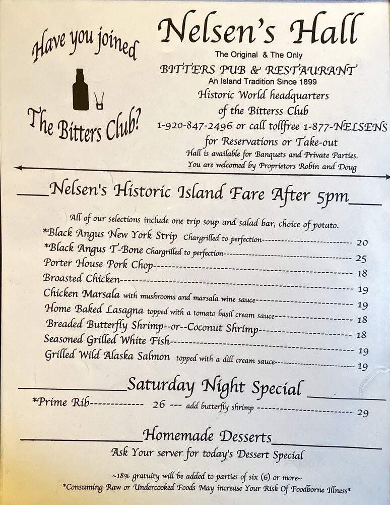 Nelsen's Hall Bitters Pub - Washington Island, WI