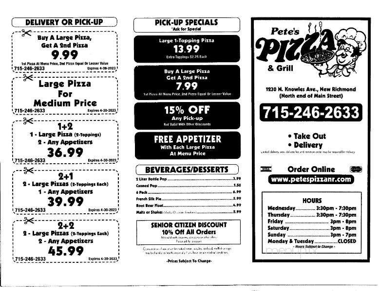 Pete's Pizza - New Richmond, WI