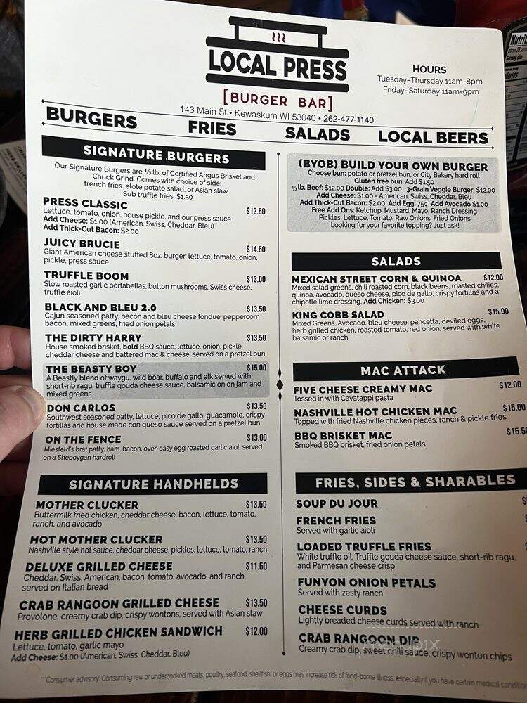 Local Press Burger Bar - Kewaskum, WI