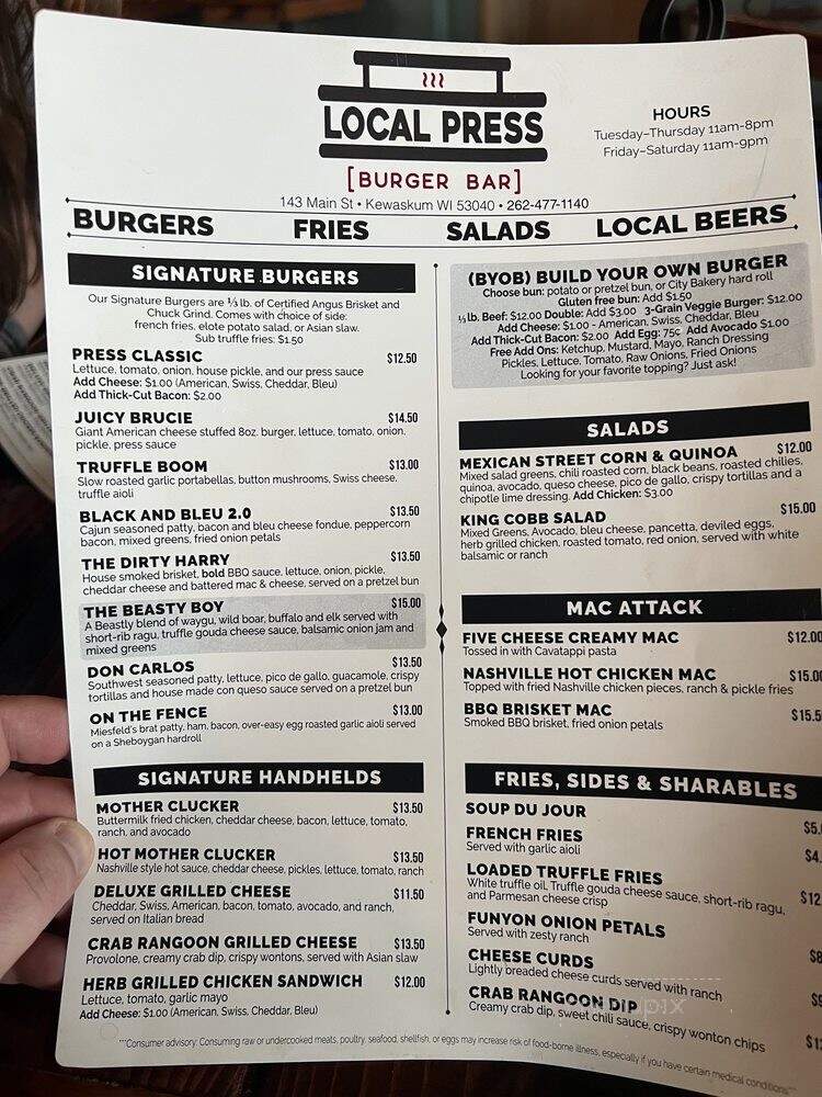 Local Press Burger Bar - Kewaskum, WI