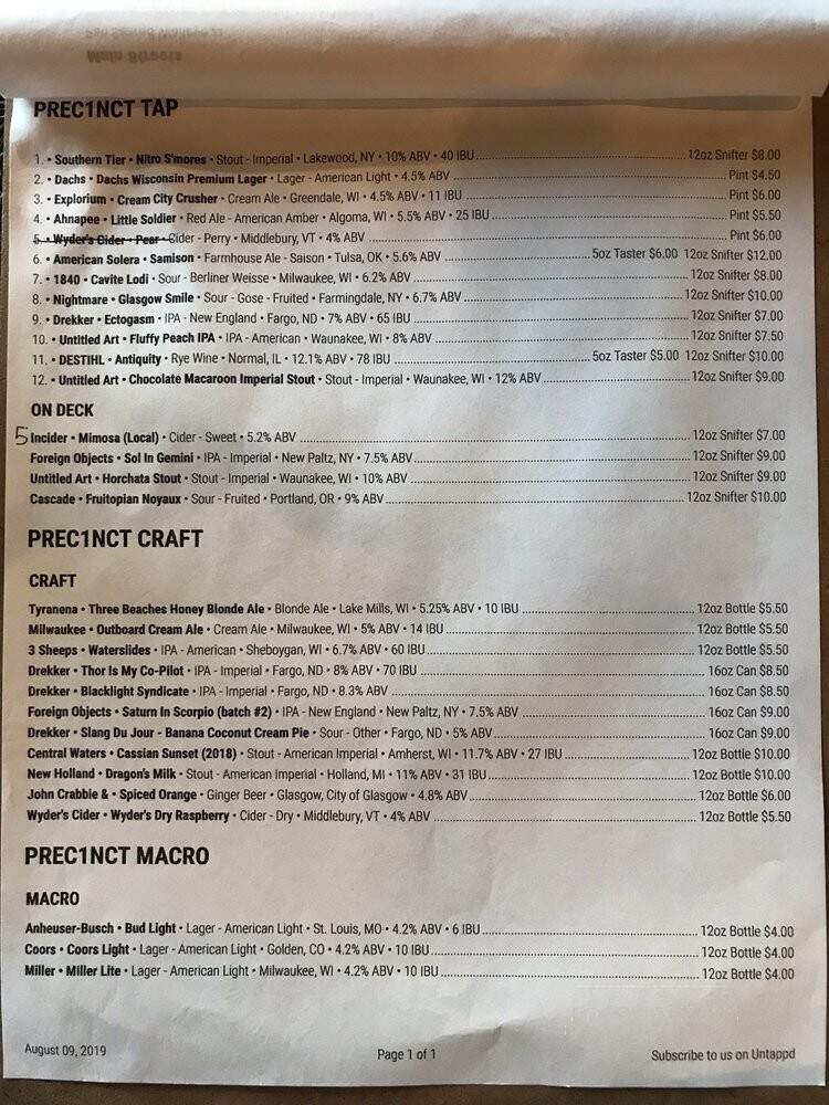 Precinct Tap & Table - Germantown, WI