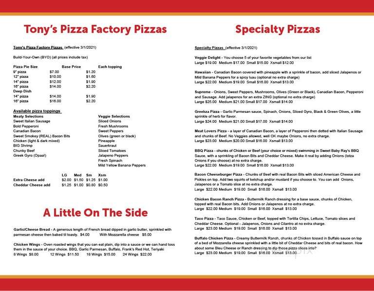 Pizza Factory - Arcadia, WI