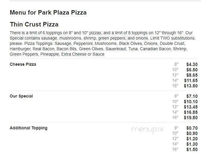 Park Plaza Pizza - Beaver Dam, WI